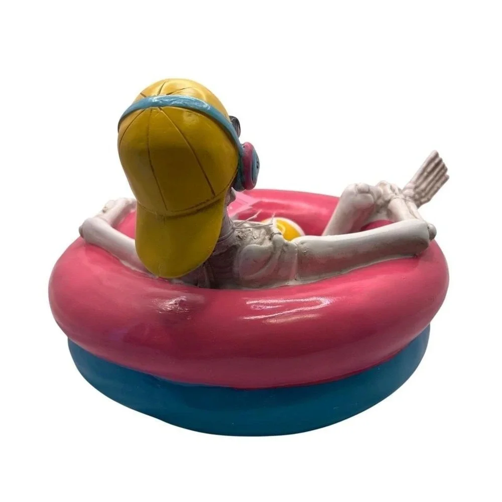 Halloween Skeleton Figure Wearing Sunglasses & Headphones in Pink Float TikTok